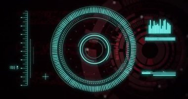 Kapsam taraması ve istatistik üzerinden veri işleme animasyonu. Dijital olarak oluşturulmuş küresel bağlantılar, hesaplama ve veri işleme kavramı.