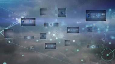 Dijital veri işleme ve bağlantı ağının animasyonu. Dijital olarak oluşturulmuş küresel bağlantılar, hesaplama ve veri işleme kavramı.