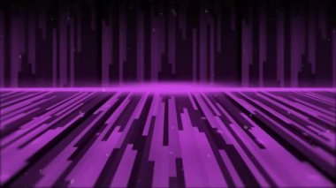 Pembe ufuktan gece gökyüzüne yayılan pembe ışık bloklarının animasyonu. Ağ, bağlantı, veri, işlem ve iletişim, dijital olarak oluşturulmuş video.