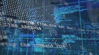 Dünya haritasında finansal veri işleme animasyonu. Küresel finans, iş, bağlantılar, hesaplama ve veri işleme kavramı dijital olarak oluşturulmuş video.