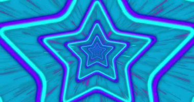 Mavi arka planda mavi ve beyaz yıldız şekillerinin animasyonu. Desen ve dijital arayüz kavramı dijital olarak oluşturulmuş video.