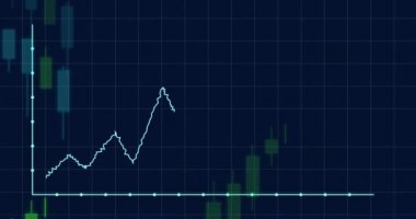 Karanlık arka planda istatistik ve finansal veri işleme animasyonu. Küresel iş, bağlantılar, hesaplama ve veri işleme kavramı dijital olarak oluşturulmuş video.