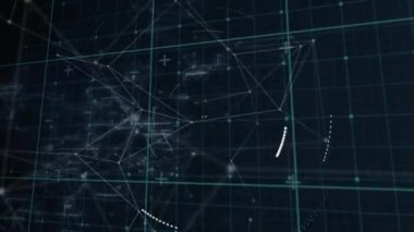 Bağlantı ağı üzerinden tarama alanının animasyonu. Küresel teknoloji ve dijital arayüz konsepti dijital olarak oluşturulmuş video.
