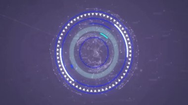 Kapsam taraması sırasında simgelerle bağlantı ağının animasyonu. Küresel teknoloji ve dijital arayüz konsepti dijital olarak oluşturulmuş video.