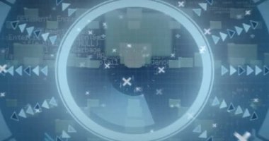 Siyah arkaplanda dosya, tarayıcı ve asma kilit ağı animasyonu. Veri, güvenlik, bağlantı, dijital arayüz, işleme ve iletişim, dijital olarak oluşturulmuş video.