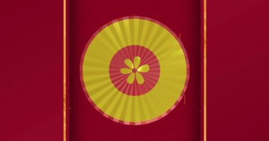 Kırmızı arka planda kopyalama alanı olan Çin desenli animasyon. Çin yeni yılı, şenlik, kutlama ve geleneksel konsept dijital olarak oluşturulmuş video.