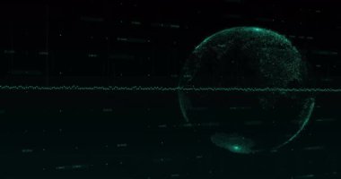 Karanlık arka planda finansal veri işleme animasyonu. Küresel finans, iş, bağlantılar, hesaplama ve veri işleme kavramı dijital olarak oluşturulmuş video.