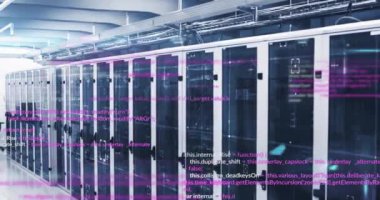 Animation of data processing over computer servers. Global business, finances, computing and data processing concept digitally generated video.