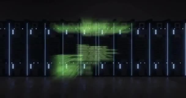 컴퓨터 서버를 디지털 데이터 처리의 애니메이션 글로벌 컴퓨팅 데이터 디지털 — 비디오