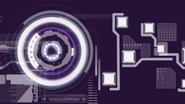 Animação Processamento Dados Escaneamento Escopo Através Rede Conexões Tecnologia Global — Vídeo de Stock