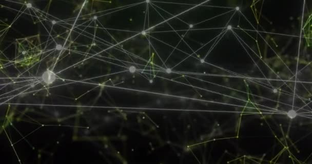 Animation du réseau de connexions sur fond noir. Connexions globales, informatique et concept d'interface numérique vidéo générée numériquement.