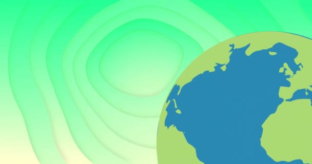 Анимирование Значка Земного Шара Зеленом Фоне Технология Экология Цифровой Интерфейс — стоковое видео