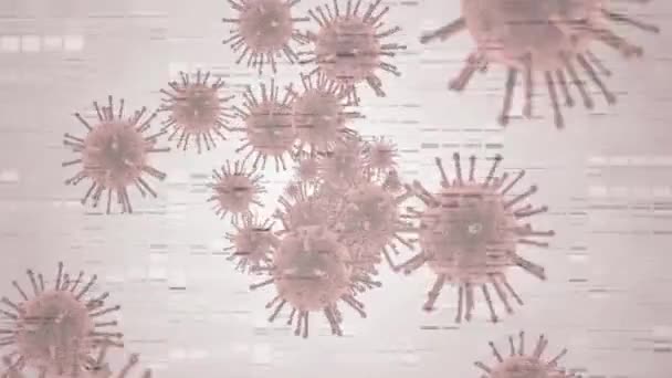 Анімація Рухомих Колон Над Вірусними Клітинами Білому Тлі Глобальна Медицина — стокове відео