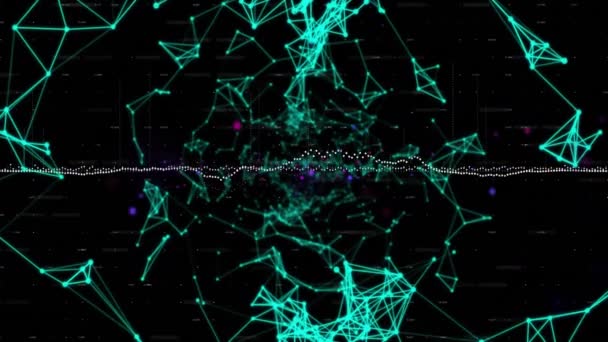 Animatie Van Het Netwerk Van Verbindingen Met Gegevensverwerking Zwarte Achtergrond — Stockvideo