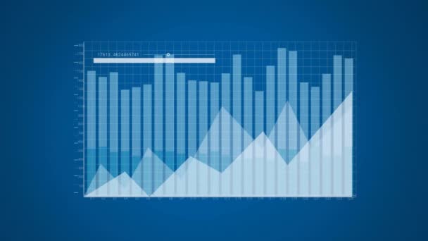 Κινούμενο Σχέδιο Επεξεργασίας Δεδομένων Και Διάγραμμα Μπλε Φόντο Παγκόσμια Επιχειρηματική — Αρχείο Βίντεο