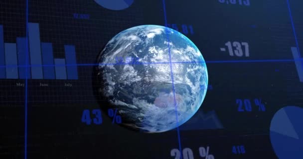 Animação Processamento Dados Financeiros Todo Mundo Conceito Finanças Globais Negócios — Vídeo de Stock