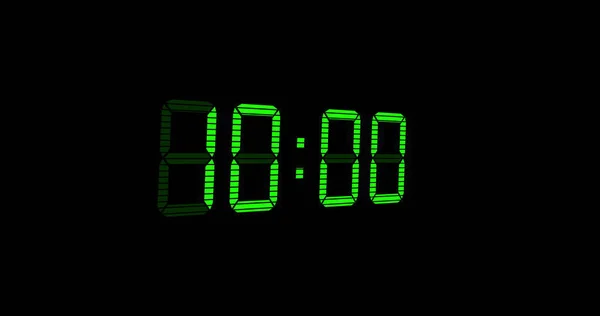 Image Green Digital Timer Changing Black Background Time Digital Interface — Stock Photo, Image