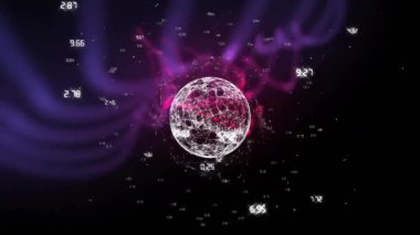 Veri işleme ağı ile bağlantıların dünya çapında ve şekillerde animasyonu. Küresel iş ve dijital arayüz kavramı dijital olarak oluşturulmuş video.