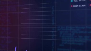 Borsa üzerinde şema ve veri işleme animasyonları. Küresel teknoloji ve dijital arayüz konsepti dijital olarak oluşturulmuş video.