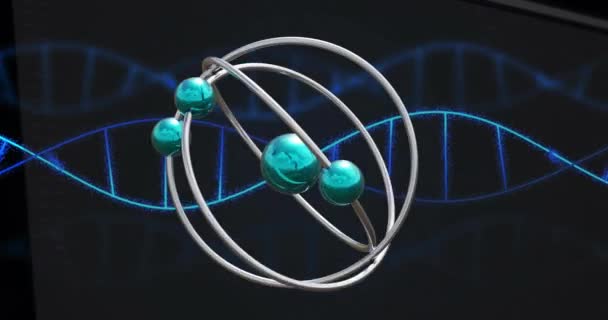 Animation Des Dna Strangs Und Der Wissenschaftlichen Datenverarbeitung Über Das — Stockvideo