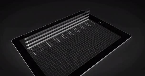 Animazione Diagrammi Colorati Elaborazione Dati Sullo Schermo Del Tablet Tecnologia — Video Stock