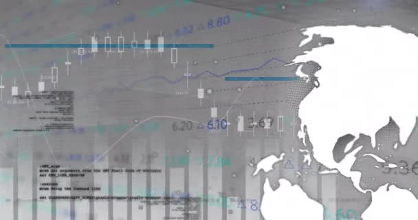 全球金融数据处理的动画化 全球金融 计算和数据处理概念 — 图库视频影像