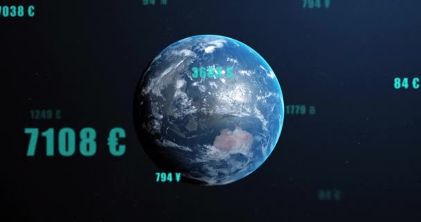 Animation Data Processing Globe Black Background Global Technology Computing Digital — Stock video