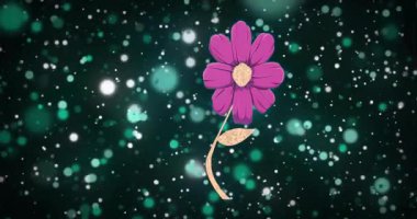 Animasyon pembe papatya benzeri çiçeğin belirme merkezinde başlıyor, kozmik döngü için salınan kök yaprak. Flora, animasyon, ruhani, soyut, fütürist, doğal, parıltılı