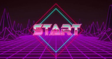 Metnin dağların üzerinden başlaması animasyonu. Geçmişe dönük gelecek ve dijital arayüz kavramı dijital olarak oluşturulmuş video.