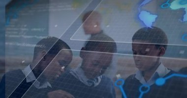 Eğitimde coğrafya çalışmalarına olanak sağlayan dijital şebeke olarak dünyanın dört bir yanında toplanan öğrenciler. Eğitim, keşif, yenilik, keşif, işbirliği, fütüristik, öğrenim