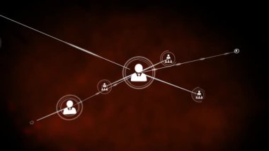 Küresel fütüristik ağı temsil eden insan simgelerinin canlandırılmış 3D çizimi. Dijital bileşik, teknoloji, küresel, iletişim, bağlantı, paylaşım, veri.