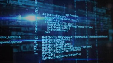 Dijital uzayda ışıkların üzerinde veri işleme animasyonu. Bilgisayarlar, veri işleme ve teknoloji konsepti dijital olarak oluşturuldu.