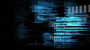 Siyah uzayda veri işleme animasyonu. Küresel ağ, veri işleme ve teknoloji konsepti dijital olarak oluşturulmuş video.