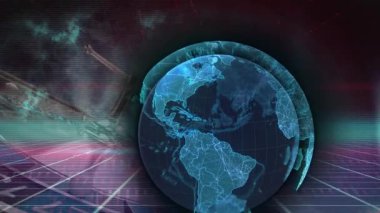 Dijital uzayda dünya ve p 'nin animasyonu. Küresel finans ve ekonomi kavramı dijital olarak oluşturulmuş video.