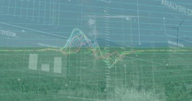 Kız çemberleri üzerinden veri işleme animasyonu. Küresel spor yarışması ve veri işleme kavramı dijital olarak oluşturuldu.