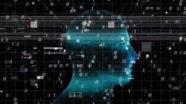 Arıza çizgileri kablo çerçevesini temizliyor, veri parçaları veri akışını görselleştirmek için yüzüyor. Fütürist, siber, dijital, teknoloji, yenilik, sanal, soyut