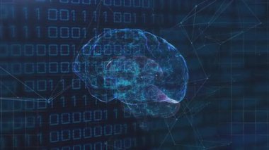 Tüm dünyada dijital veri işleme animasyonu. Dijital arayüz teknolojisi ve dijital olarak oluşturulan iletişim konsepti.