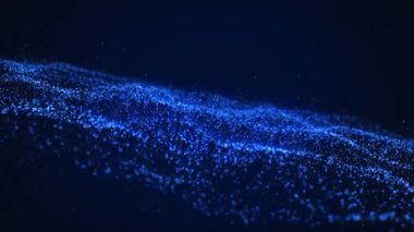 Siyah arkaplanda parlayan mavi dalganın animasyonu. Arkaplan, renk, hareket kavramı dijital video oluşturuldu.