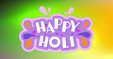 Yeşil-sarı gradyan tarzıyla açılışı yapan Mutlu Holli grafikleri, Holi havasını kutlamaya odaklanıyor. Kutlama, festival, canlı, soyut, tasarım, grafik, renkli