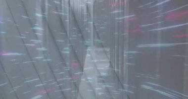 Dijital tünelde veri işleme animasyonu. Küresel iş dijital arayüzü teknolojisi ve dijital olarak oluşturulan ağ konsepti.