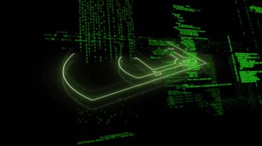 Beyzbol sahasında veri işleme animasyonu. Küresel spor, rekabet ve veri işleme kavramı dijital olarak oluşturulmuş video.