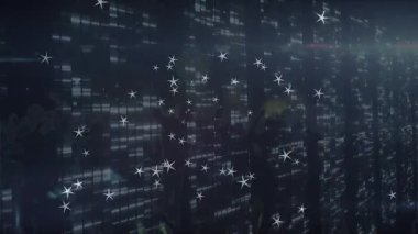 Siyah uzayda yıldızların animasyonu. Disko, parti, eğlence ve şimşek konsepti dijital olarak oluşturulmuş video.