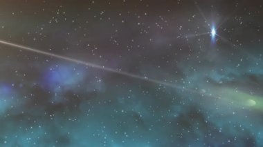 Yıldız alfa kanalında parlayan bir ışıkla gece gökyüzünde parlıyor. Animasyon dijitaldir ve yıldız ışıl ışıl parlar..