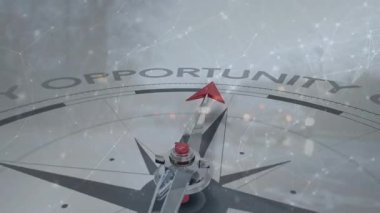 Fırsatla pusula üzerinden bağlantı animasyonu. Ağ, bağlantılar, kişisel gelişim, iş ve olasılıklar konsepti dijital olarak oluşturulmuş video.
