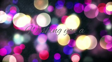 Işık noktalarından mutlu tatiller mesajı gönderme animasyonu. Noel, gelenek ve kutlama konsepti dijital olarak oluşturuldu.