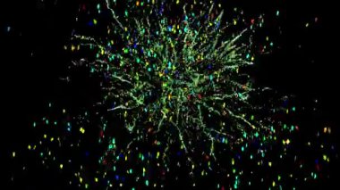 Havai fişeklerin patlaması ve renkli havai fişeklerin patlaması. Dokusu ve tasarımı olan teknoloji arka planı.