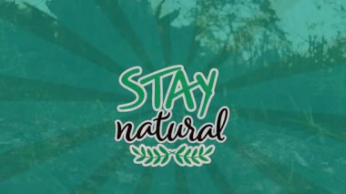 Doğal metnin dönüşümlü yeşil çizgiler ve bitkiler üzerindeki canlandırması. Dünya günü, çevresel koruma ve dijital olarak üretilen sağlıklı yaşam konsepti.