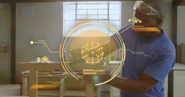 Marangoz masa üstü panelini alıyor ve holografik AR verileri eşleşen tahta bacakları yerleştiriyor. Sanatçılık, marangozluk, endüstriyel, teknoloji, hassasiyet, manüel, yenilik