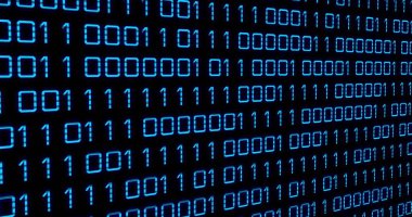 Sanal ekranda parlayan ikili kod dizisi oluşturma ızgarası gösteriliyor, güvenli verileri temsil ediyor. Teknoloji, veri, siber güvenlik, dijital, geleceksel, ağ, şifreleme