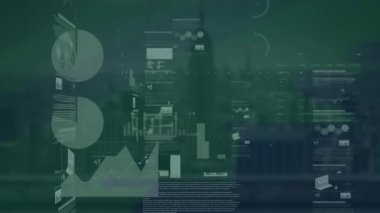 Dünya haritası üzerinde istatistik ve veri işleme animasyonları. İş ve teknoloji kavramı.